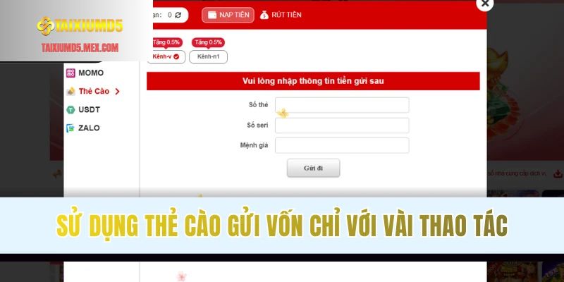 Gửi vốn online tiện lợi bằng thẻ cào